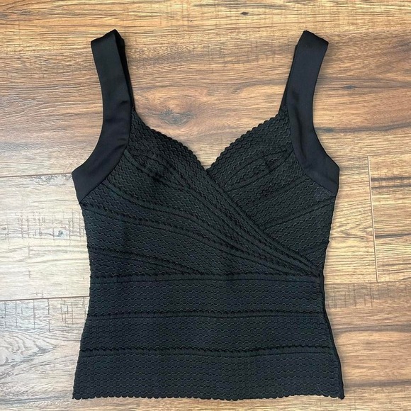 Seduction Tops - Y2K Seduction Black Textured Crop Top Stretch Women S Going Out Party 2000s